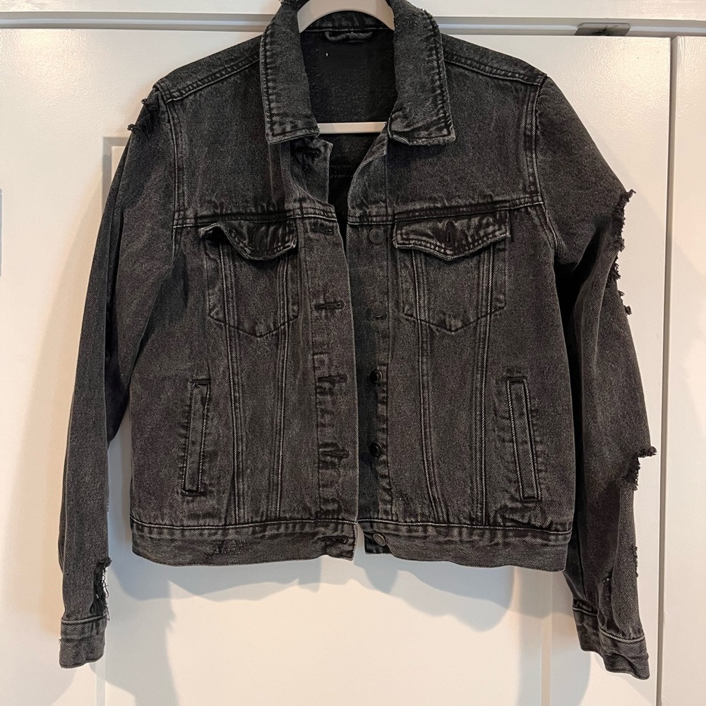 Black Distressed Denim Jacket